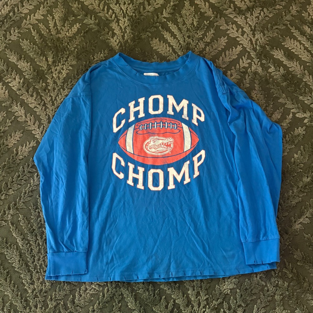 Florida Gators Chomp Chomp Long Sleeve T-Shirt Mens Medium Blue